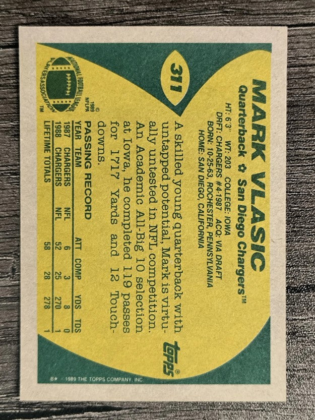 1989 Topps #311 Mark Vlasic RC