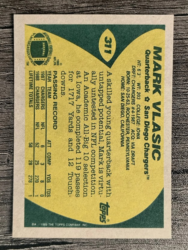 1989 Topps #311 Mark Vlasic RC