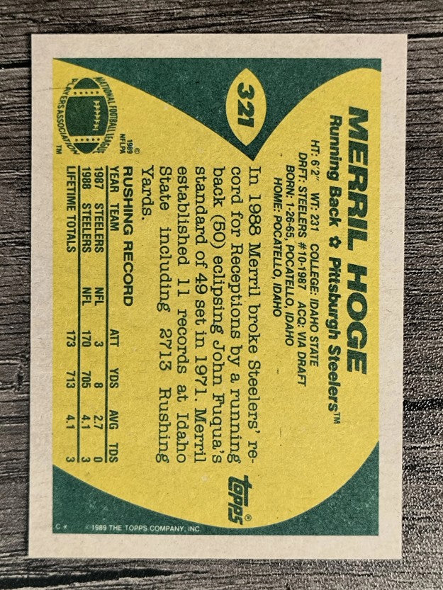 1989 Topps #321 Merril Hoge RC