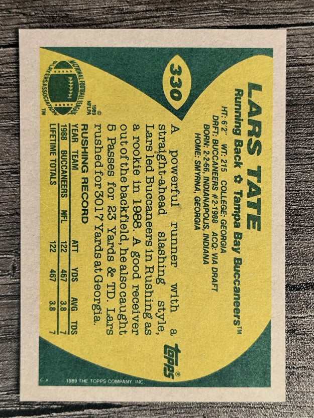 1989 Topps #330 Lars Tate