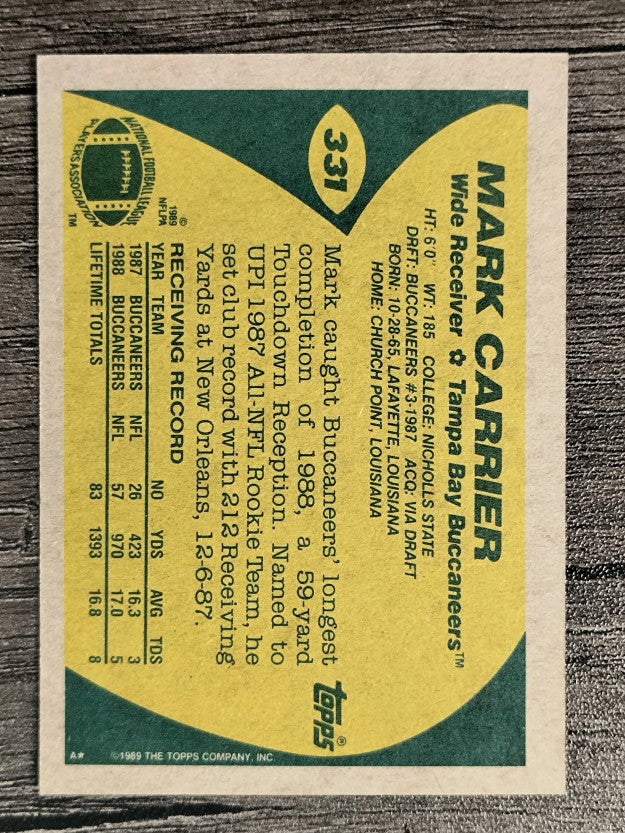 1989 Topps #331 Mark Carrier RC