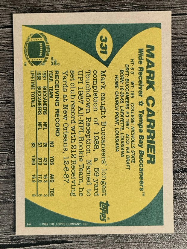 1989 Topps #331 Mark Carrier RC