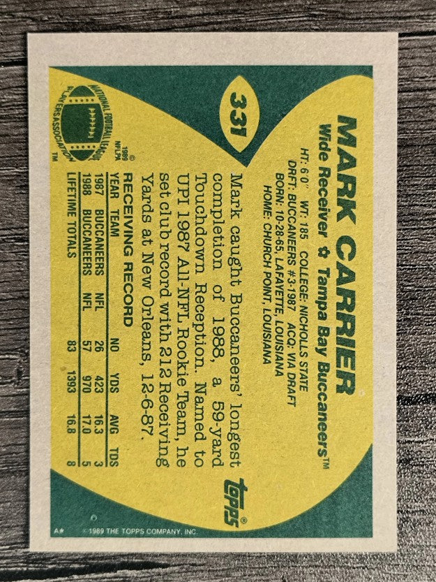 1989 Topps #331 Mark Carrier RC