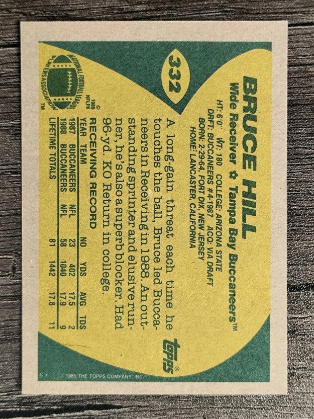 1989 Topps #332 Bruce Hill RC