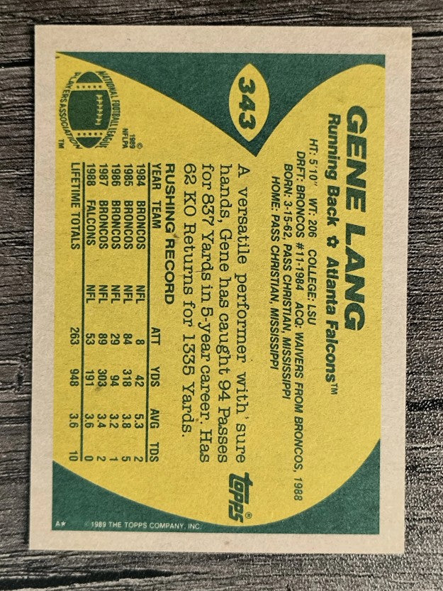 1989 Topps #343 Gene Lang
