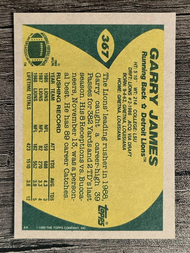1989 Topps #367 Garry James