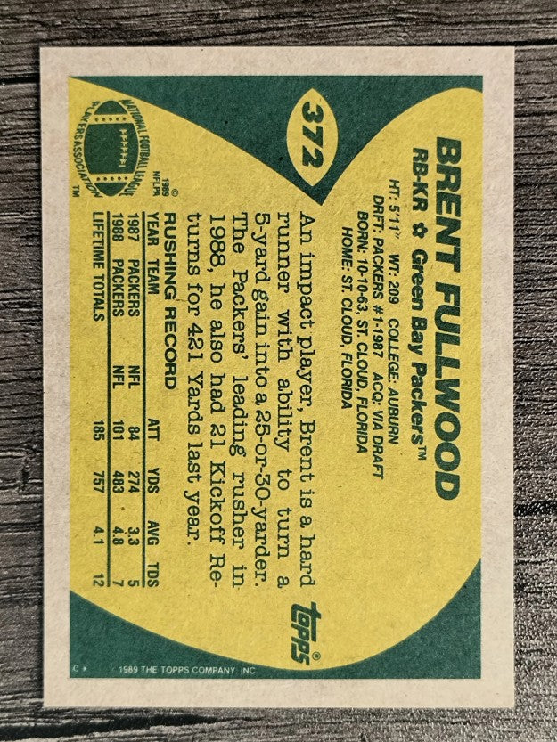 1989 Topps #372 Brent Fullwood RC