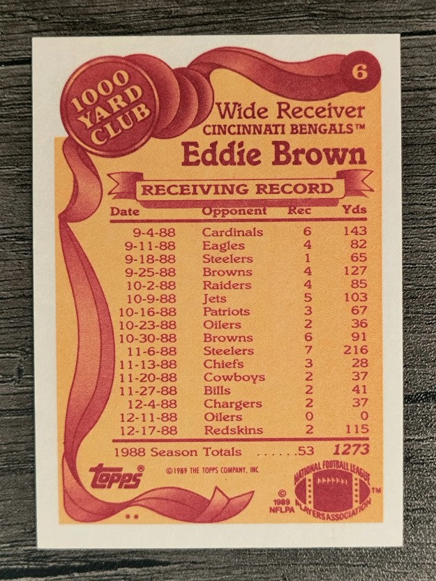 1989 Topps 1000 Yard Club #6 Eddie Brown