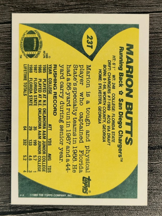 1989 Topps Traded #23T Marion Butts RC