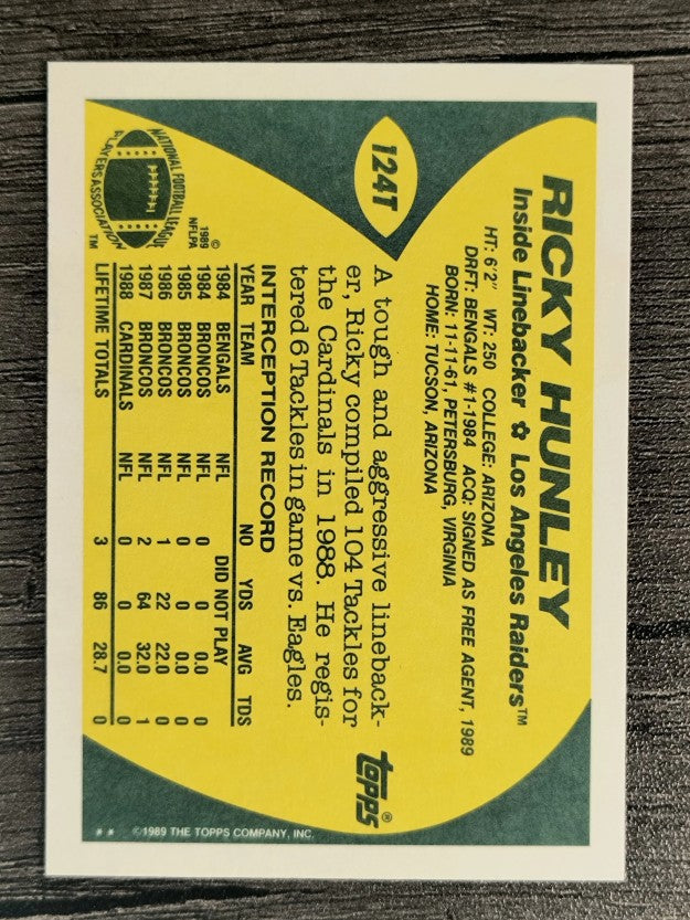 1989 Topps Traded #124T Ricky Hunley