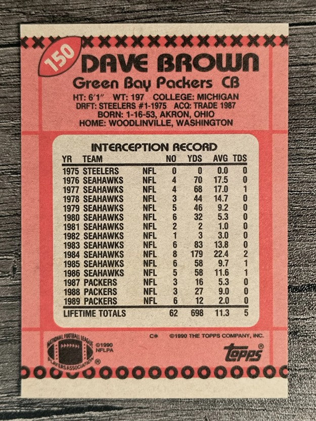 1990 Topps #150 Dave Brown DB