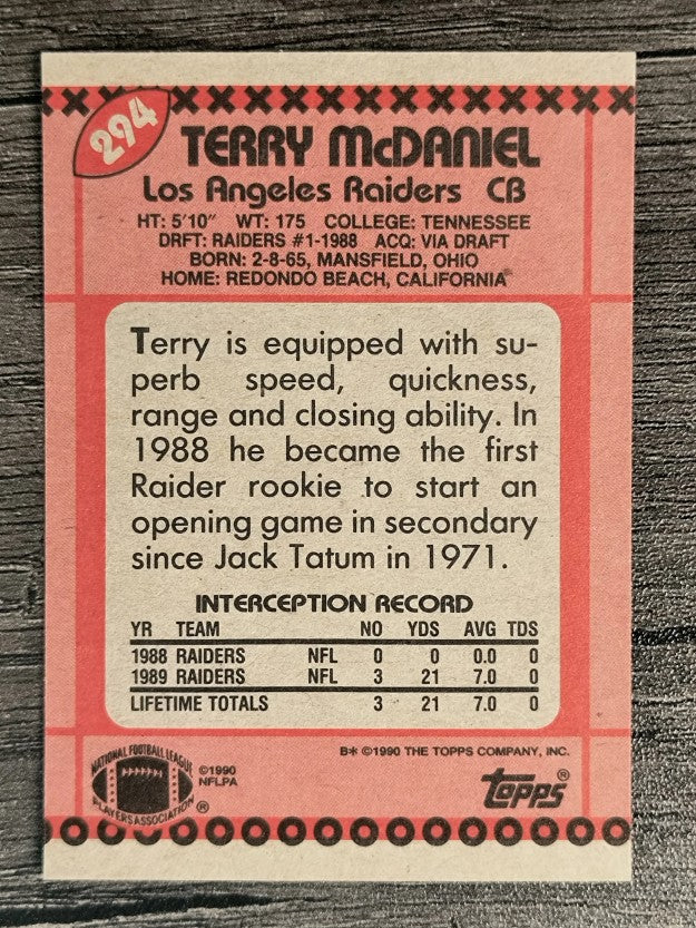 1990 Topps #294 Terry McDaniel