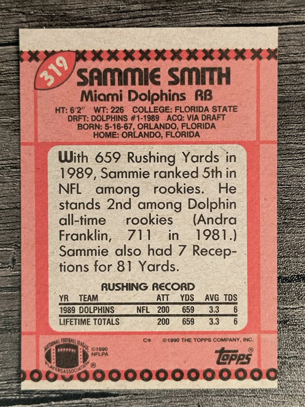 1990 Topps #319 Sammie Smith