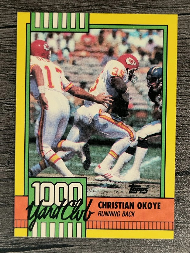 1990 Topps 1000 Yard Club Disclaimer Back #2 Christian Okoye