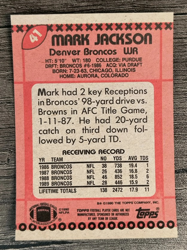 1990 Topps Disclaimer Back #41 Mark Jackson