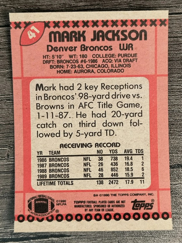 1990 Topps Disclaimer Back #41 Mark Jackson