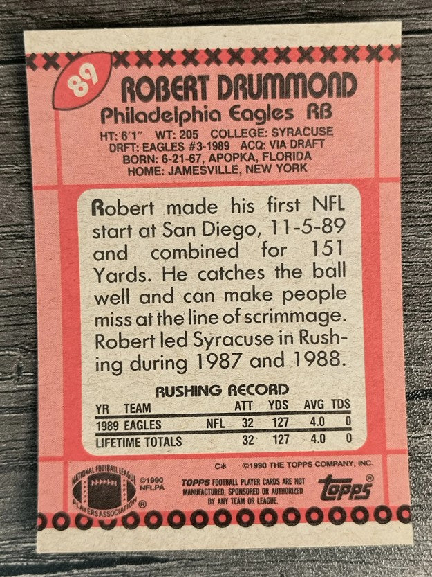 1990 Topps Disclaimer Back #89 Robert Drummond