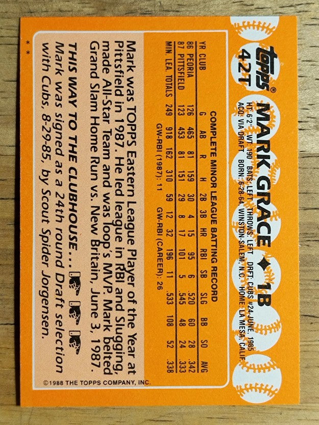 1988 Topps Traded #42T Mark Grace XRC
