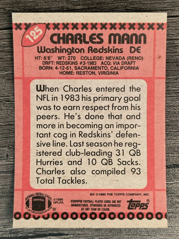 1990 Topps Disclaimer Back #125 Charles Mann