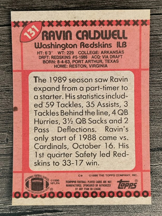 1990 Topps Disclaimer Back #131 Ravin Caldwell