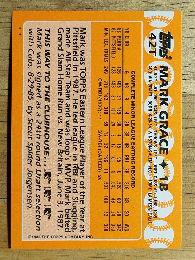1988 Topps Traded #42T Mark Grace XRC