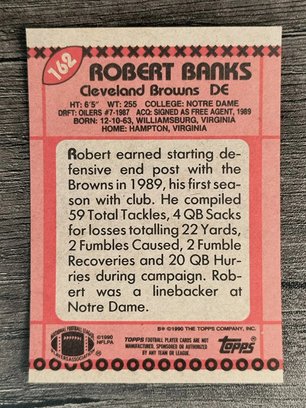 1990 Topps Disclaimer Back #162 Robert Banks DE