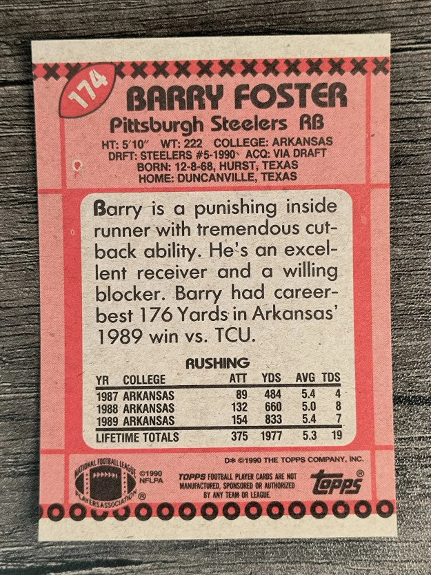 1990 Topps Disclaimer Back #174 Barry Foster RC