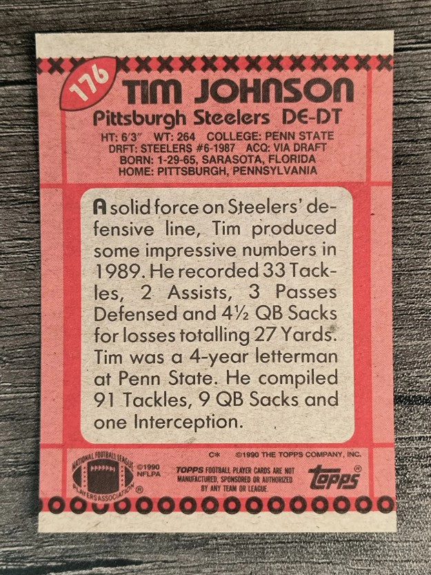 1990 Topps Disclaimer Back #176 Tim Johnson