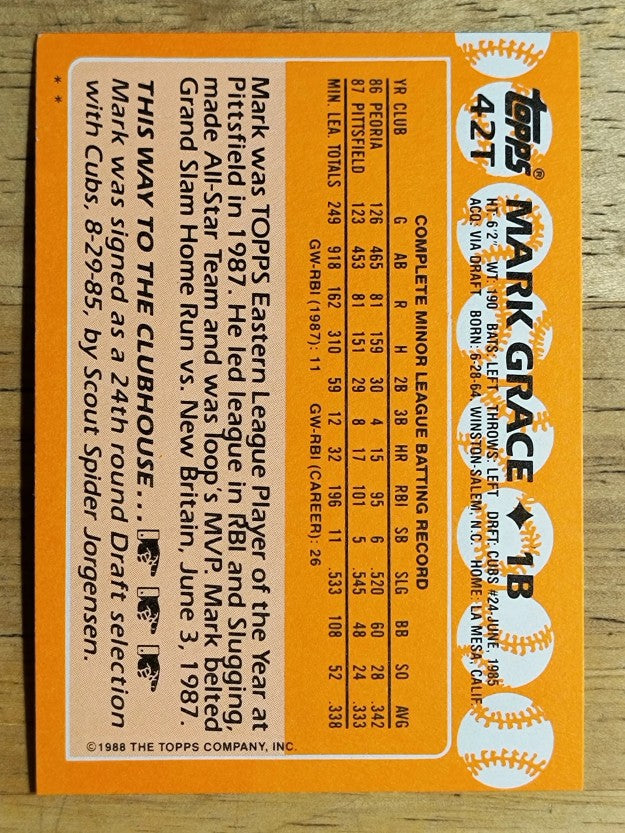 1988 Topps Traded #42T Mark Grace XRC