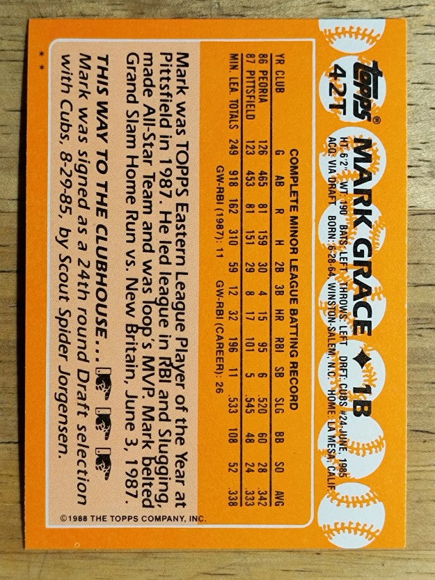 1988 Topps Traded #42T Mark Grace XRC