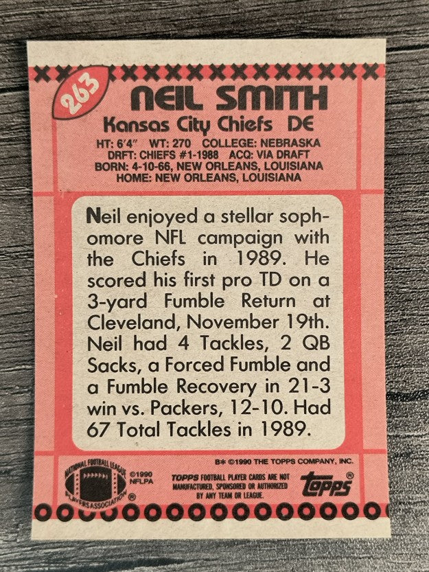 1990 Topps Disclaimer Back #263 Neil Smith
