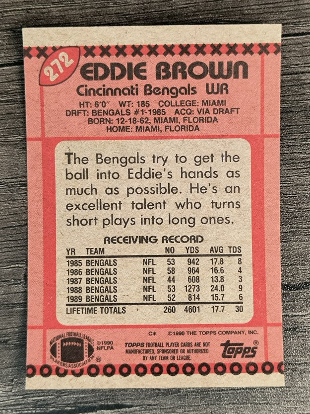 1990 Topps Disclaimer Back #272 Eddie Brown