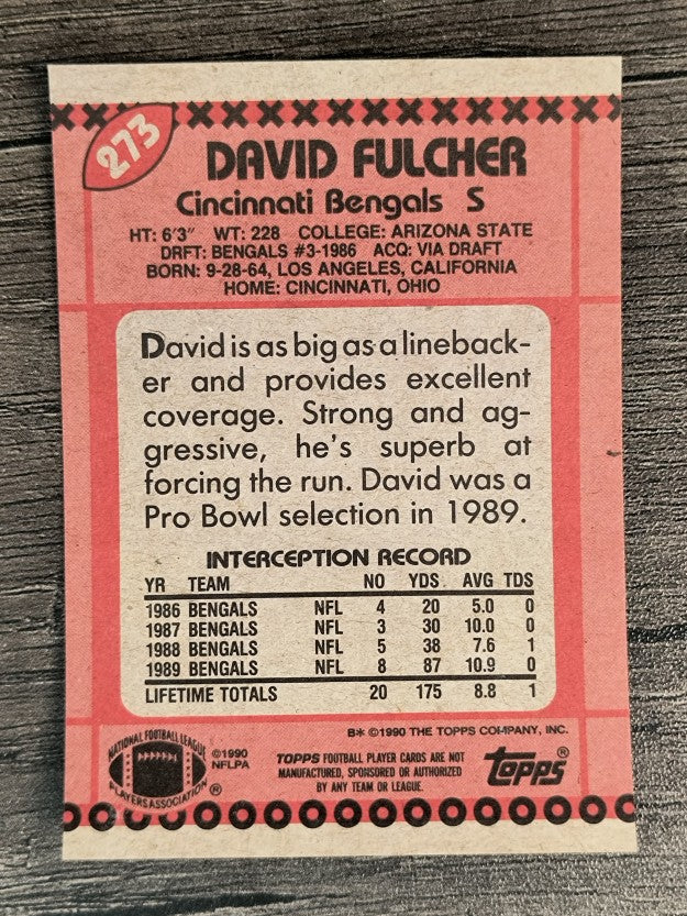 1990 Topps Disclaimer Back #273 David Fulcher