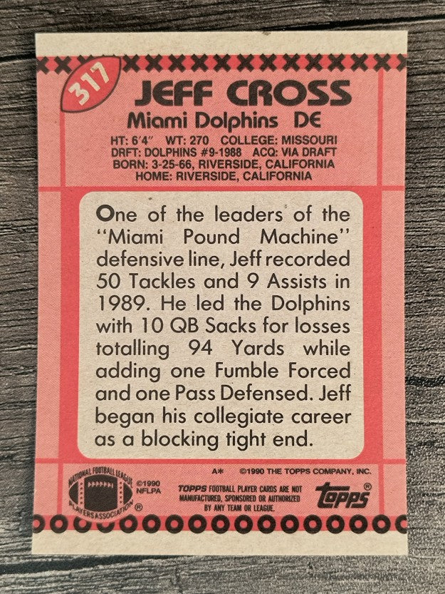 1990 Topps Disclaimer Back #317 Jeff Cross