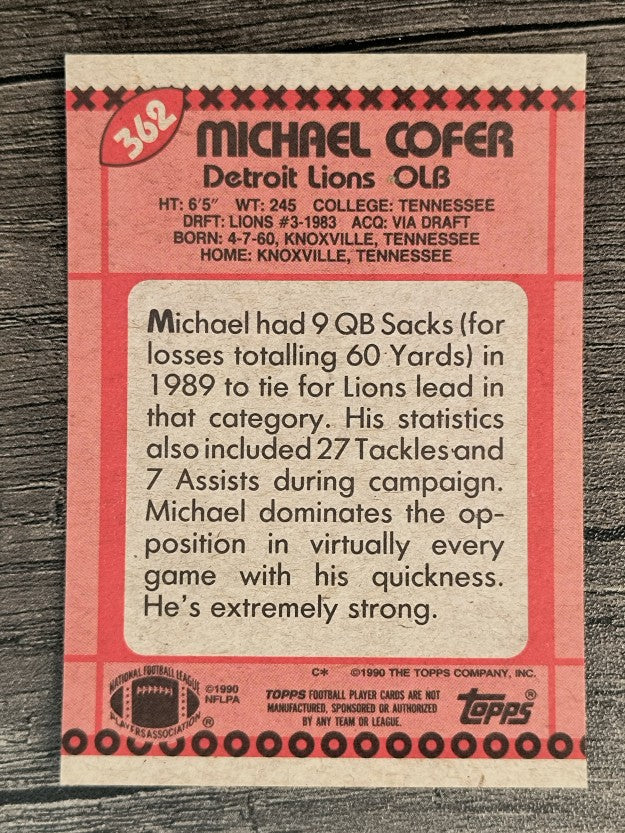 1990 Topps Disclaimer Back #362 Michael Cofer