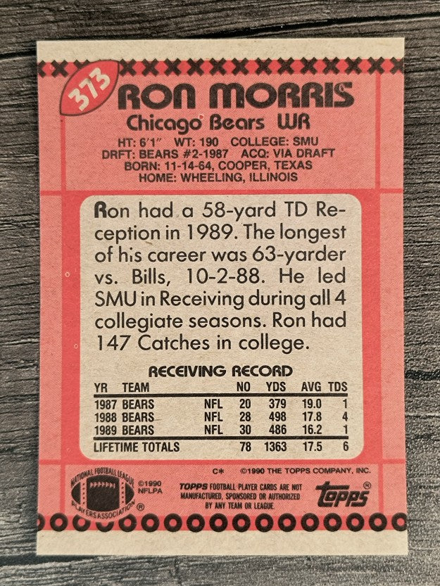 1990 Topps Disclaimer Back #373 Ron Morris