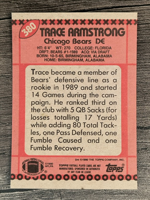 1990 Topps Disclaimer Back #380 Trace Armstrong