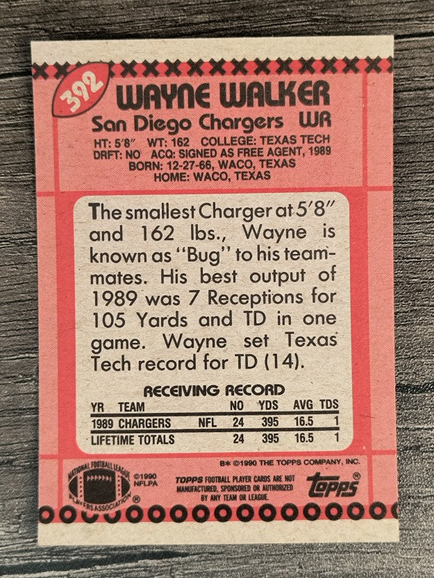 1990 Topps Disclaimer Back #392 Wayne Walker