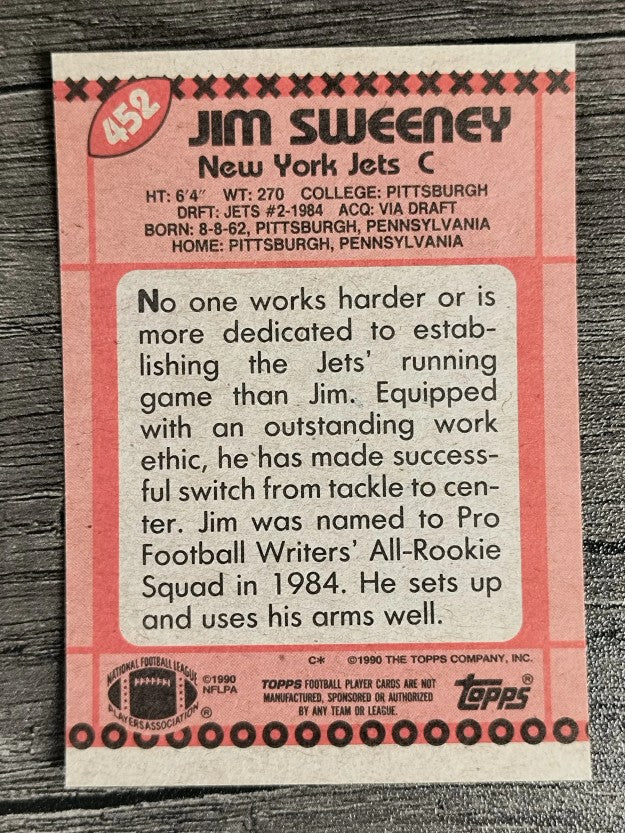 1990 Topps Disclaimer Back #452 Jim Sweeney