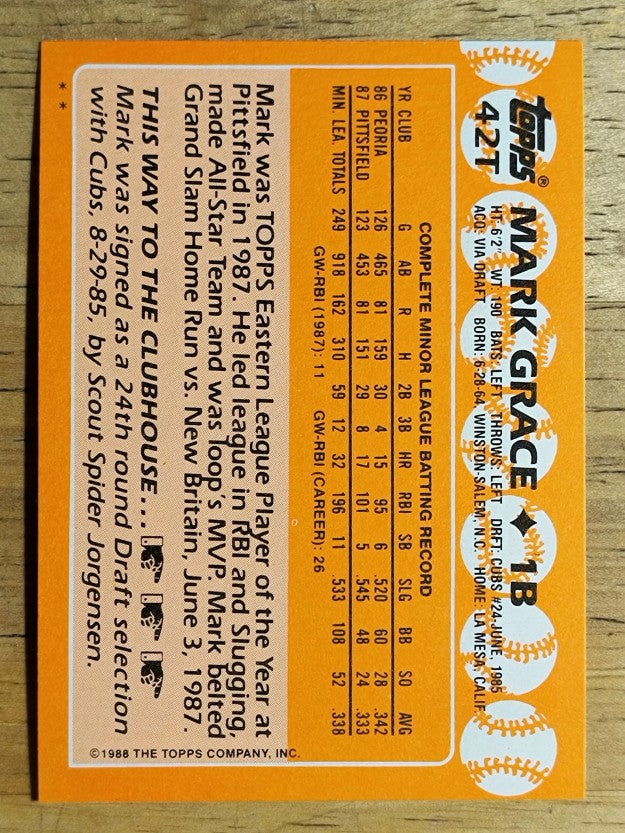 1988 Topps Traded #42T Mark Grace XRC