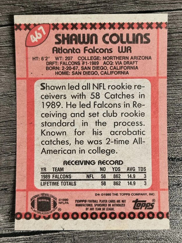 1990 Topps Disclaimer Back #467 Shawn Collins