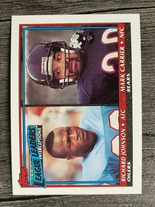 1991 Topps #11 Leaders Interceptions/Mark Carrier DB/Richard Johnson