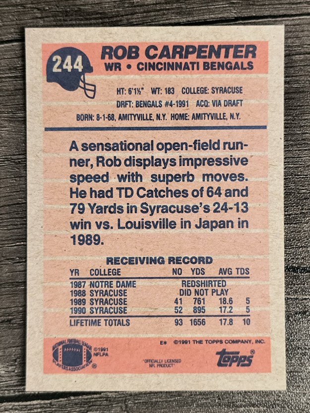 1991 Topps #244 Rob Carpenter RC