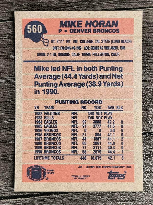1991 Topps #560 Mike Horan