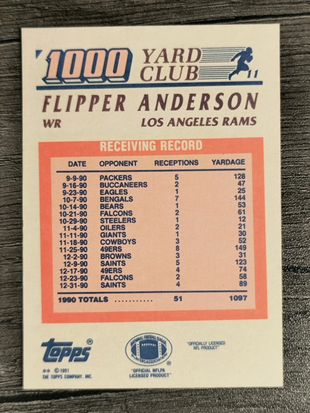 1991 Topps 1000 Yard Club #11 Flipper Anderson