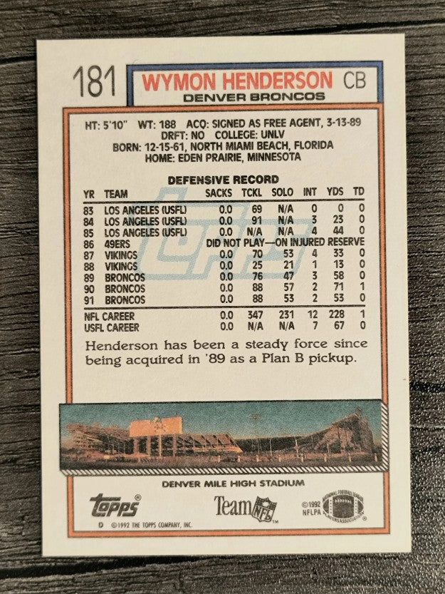 1992 Topps #181 Wymon Henderson