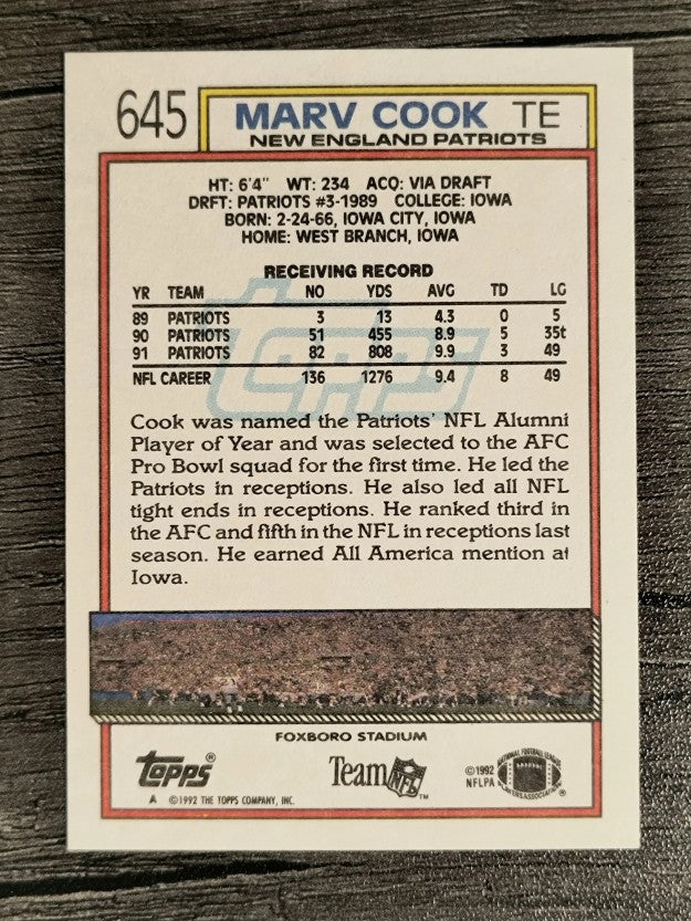 1992 Topps #645 Marv Cook
