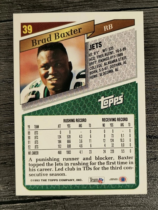 1993 Topps #39 Brad Baxter