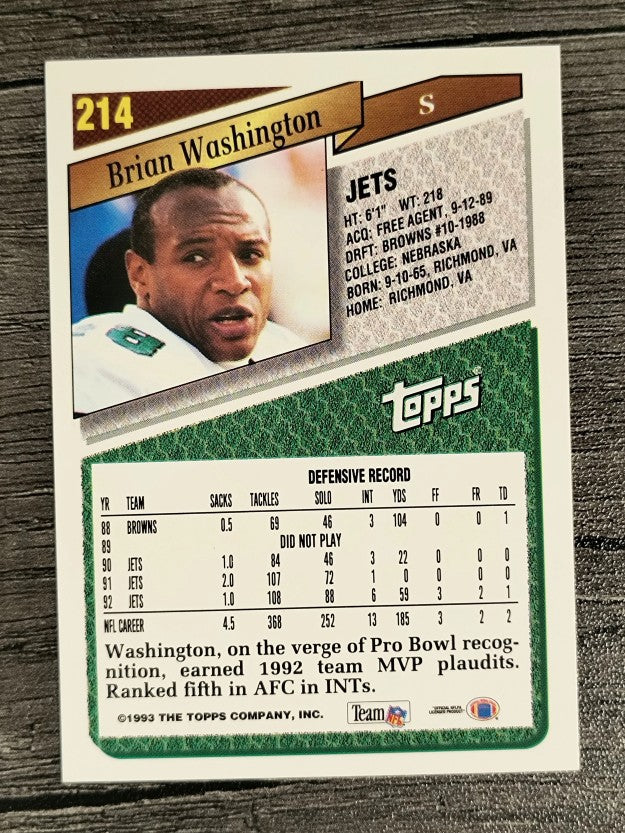 1993 Topps #214 Brian Washington