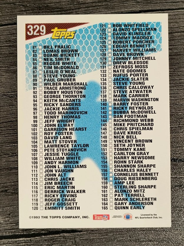 1993 Topps #329 Checklist 1-165